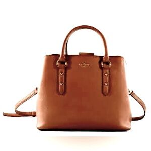 Kate Spade Evangelie Larchmont Avenue Satchel camel tan crossbody tote bag EUC